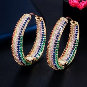Rainbow crystal pave medium hoops